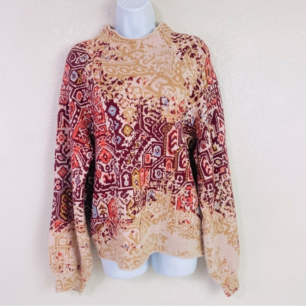 Anthropologie Beatriz Aztec Print Mock Neck Sweater Size XLP